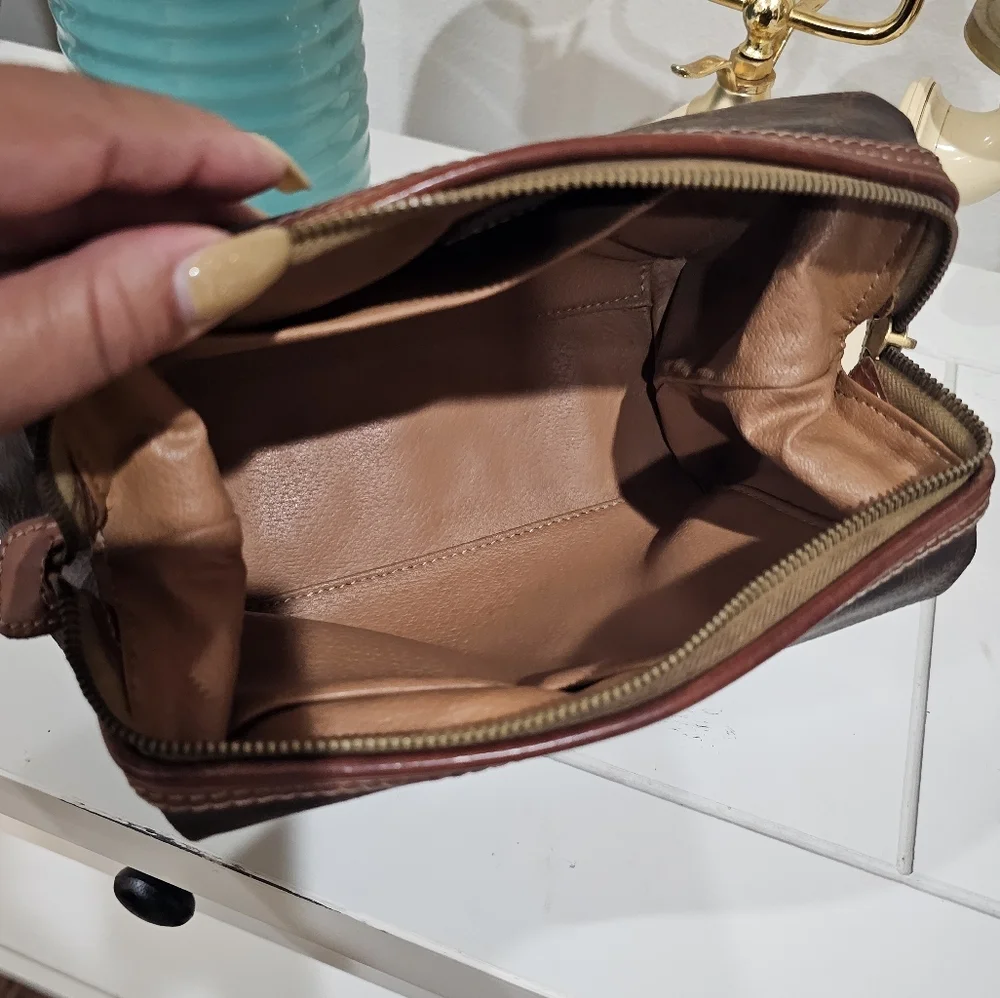 Vintage Celine Macadam Coated Canvas Cosmetic Pouch.